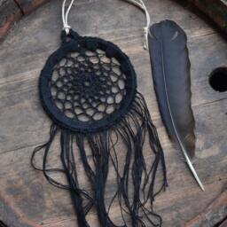 Black Dream Catcher, Crochet Dreamcatcher, Boho Home Decor, Black Doily Wall Hanging - thumbnail 4