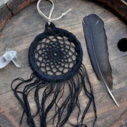 Black Dream Catcher, Crochet Dreamcatcher, Boho Home Decor, Black Doily Wall Hanging - thumbnail 2