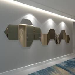 Aluminium Composite Panels, 9 Panels , Hexagons Honeycomb Wall Decor - Skuhexac9 - thumbnail 1
