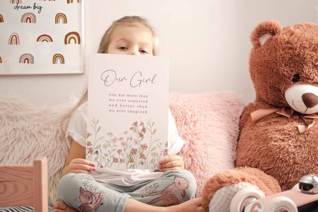 Our Girl Wildflower Print Baby Nursery Decor, Floral Poster - image 1