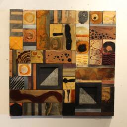 Art Deco Sale Arts Crafts Style Handmade Ceiling Metal Tile Wood Collage Relief 24 Ins Sq Modern Nouveau Klimt Study Golds Copper Black - thumbnail 3