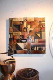Art Deco Sale Arts Crafts Style Handmade Ceiling Metal Tile Wood Collage Relief 24 Ins Sq Modern Nouveau Klimt Study Golds Copper Black