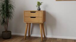 Bedside Table Made Of Solid Oak in Scandinavian Design - Alva