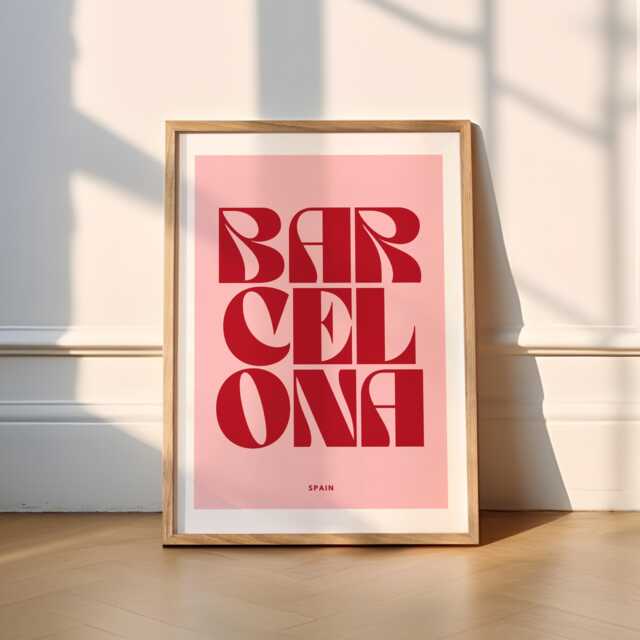 Barcelona Typography Print - 4 Colours Travel - Spain, Madrid, Quirky, Funky, Trendy, Kitchen, Living Room, Office, Wall Art, Poster, A1 - image 1
