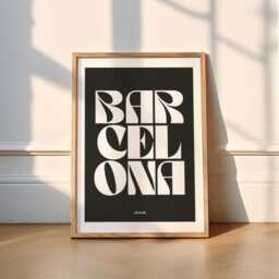 Barcelona Typography Print - 4 Colours Travel - Spain, Madrid, Quirky, Funky, Trendy, Kitchen, Living Room, Office, Wall Art, Poster, A1 - thumbnail 2