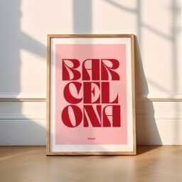 Barcelona Typography Print - 4 Colours Travel - Spain, Madrid, Quirky, Funky, Trendy, Kitchen, Living Room, Office, Wall Art, Poster, A1 - thumbnail 1
