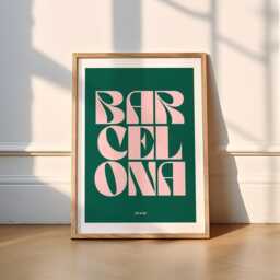 Barcelona Typography Print - 4 Colours Travel - Spain, Madrid, Quirky, Funky, Trendy, Kitchen, Living Room, Office, Wall Art, Poster, A1 - thumbnail 3