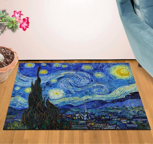 2' X 3' Area Rug Door Mat Van Gogh Starry Night Hd - image 1