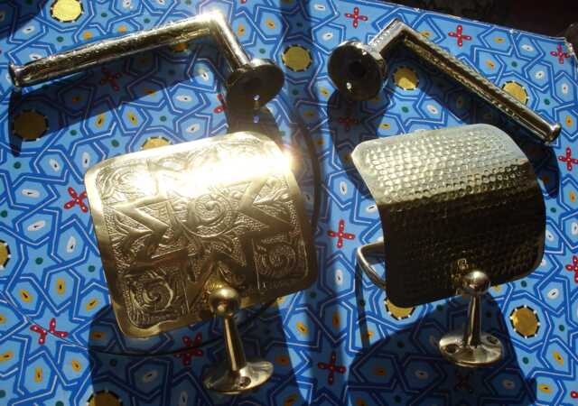 Moroccan Brass Gold Colour - Smaller Size Toilet Paper Roll Holder Wall Mounted - Various - image 1