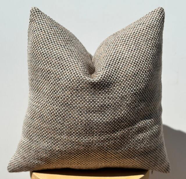 Brown Beige Basketweave Pillow Cover, Linen Cotton Textured Fabric, Fall Decor - 20x20 - image 1