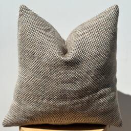 Brown Beige Basketweave Pillow Cover, Linen Cotton Textured Fabric, Fall Decor - 20x20 - thumbnail 3