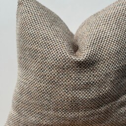 Brown Beige Basketweave Pillow Cover, Linen Cotton Textured Fabric, Fall Decor - 20x20 - thumbnail 4