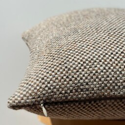 Brown Beige Basketweave Pillow Cover, Linen Cotton Textured Fabric, Fall Decor - 20x20 - thumbnail 2
