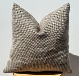 Brown Beige Basketweave Pillow Cover, Linen Cotton Textured Fabric, Fall Decor - 20x20 - thumbnail 1