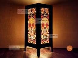 Sugar Skull Punk Rock Japanese Lamp Zen Bedside Floor Table Paper Light Shades Bedroom Home Decor Living Room Lights - thumbnail 1