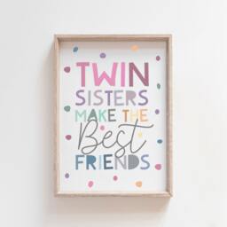 Twins Wall Art, Bedroom Decor, Sister Prints, Rainbow Girls Room, Colourful Playroom - thumbnail 2