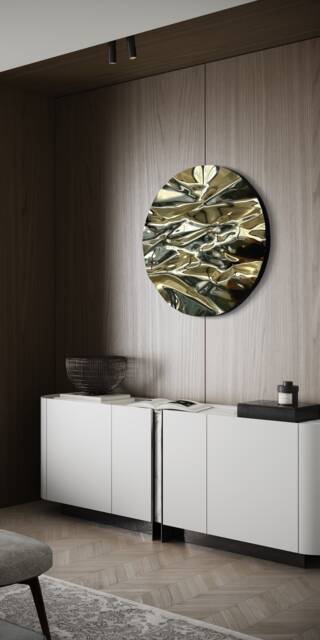 Brass Circular Mirror Wall Art Abstract Metal Sculpture By Piers Henry - image 1