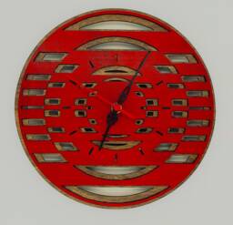 Red & Mocha Laser Cut Modern Art Deco Wood Clock - thumbnail 1