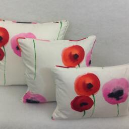 Sanderson - Poppies Watercolour Red/Emerald Cushion Cover Throw Pillow Designer Home Decor - thumbnail 2
