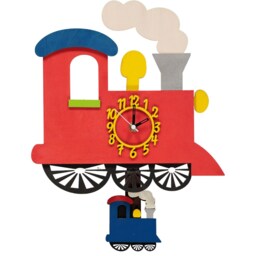 Red Train Personalised Wooden Pendulum Children's Wall Clock - thumbnail 2