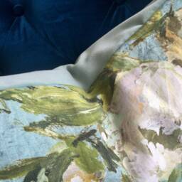 Just Finished Cover in Designers Guild Linen Floreale Grande Celadon, 18x24Nch - thumbnail 2
