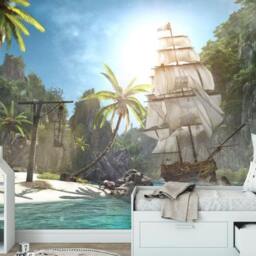 Pirate Ship Wallpaper Mural Kids Nursery Treasure Island Wall Decor - thumbnail 2