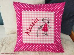 Embroidered Pillow Gardener + Name //Pink - Pink// 40x40 Pillowcase Gift Cuddly Cuddle Name - thumbnail 1