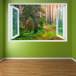 Green Forest Sunrise Nature Wall Decal Sticker Mural Poster Print Art Home Office Decor Hk33 - thumbnail 2