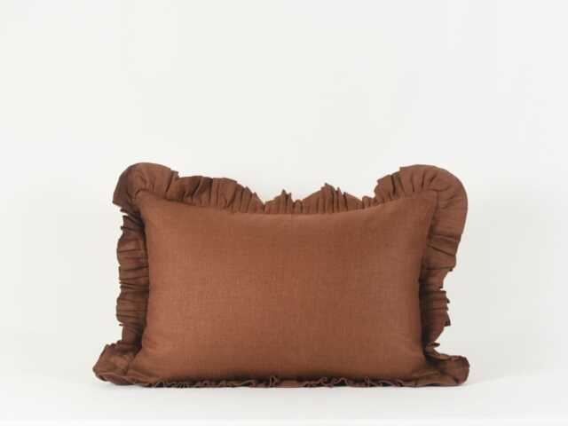 Cinnamon Linen Ruffle Pillow Cover Handmade Usa - image 1