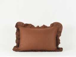 Cinnamon Linen Ruffle Pillow Cover Handmade Usa - thumbnail 1