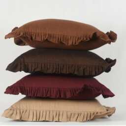Cinnamon Linen Ruffle Pillow Cover Handmade Usa - thumbnail 3