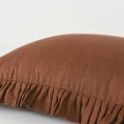 Cinnamon Linen Ruffle Pillow Cover Handmade Usa - thumbnail 2
