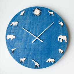Africa Animal Wall Clock, Safari Wood Giraffe Elephant Lion Hippo Monkey Clock - thumbnail 2