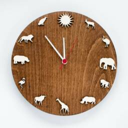 Africa Animal Wall Clock, Safari Wood Giraffe Elephant Lion Hippo Monkey Clock - thumbnail 3