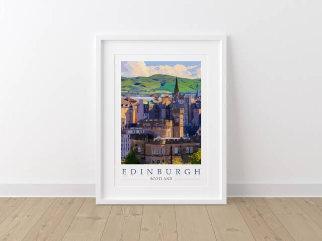 Edinburgh Scotland Travel Poster Art Print. Scottish Holiday Gift. Downloadable & Printable Wall Art - image 1