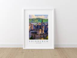 Edinburgh Scotland Travel Poster Art Print. Scottish Holiday Gift. Downloadable & Printable Wall Art - thumbnail 1