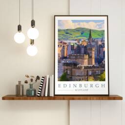 Edinburgh Scotland Travel Poster Art Print. Scottish Holiday Gift. Downloadable & Printable Wall Art - thumbnail 3