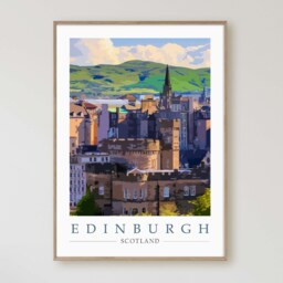 Edinburgh Scotland Travel Poster Art Print. Scottish Holiday Gift. Downloadable & Printable Wall Art - thumbnail 2
