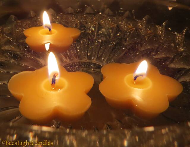 Clover Floating Beeswax Candles/Handmade in Usa 100% Natural Bees Wax Cotton Wick Floats Water Fall Event Unscented Party - image 1