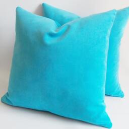 Set Of 2 Turquoise Velvet Pillow Covers , Decorative Throw Pillows - thumbnail 3