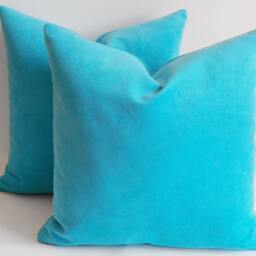 Set Of 2 Turquoise Velvet Pillow Covers , Decorative Throw Pillows - thumbnail 2