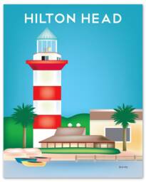 Hilton Head Sc Art, Map, Print, Travel, Artwork, Vertical Lighthouse Art - Style E8-O-Hil - thumbnail 1