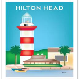Hilton Head Sc Art, Map, Print, Travel, Artwork, Vertical Lighthouse Art - Style E8-O-Hil - thumbnail 3