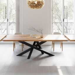 Extendable Solid Oak Kitchen Dining Table With Crossover Legs 089 - thumbnail 2