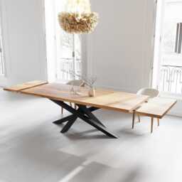 Extendable Solid Oak Kitchen Dining Table With Crossover Legs 089 - thumbnail 1