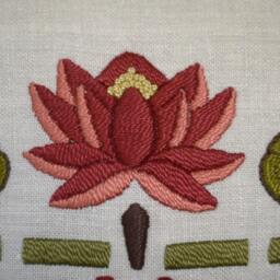 Hand Embroidered, Arts & Crafts, Craftsman Style, Water Lily Pillow - thumbnail 2