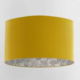 Gold Velvet Handmade Lampshade With Grey Floral Lining - thumbnail 1