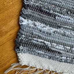 "Gray Rug, Gray Cotton Handwoven From Different Fabric Remnants, 38 3/4"" L X 24" - thumbnail 2