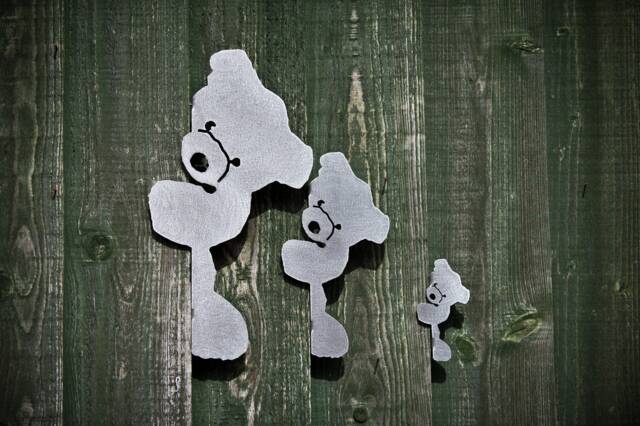 Stainless Steel Teddy Bear Ornament, Indoor/Outdoor Decor, Fence Decoration, Shelf Sitter - image 1