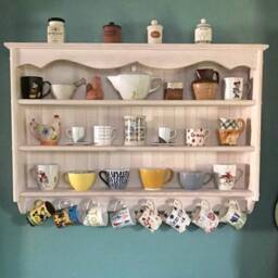 S106 Handcrafted Pine Kitchen Cabinet With Mug Pegs - Cottage Style Wall Shelving - thumbnail 3